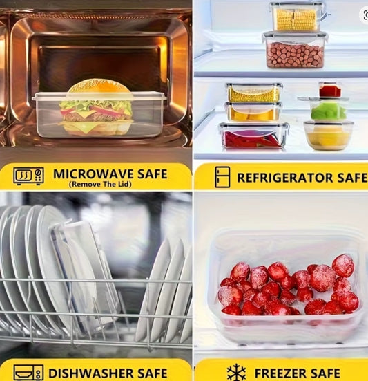 Contenedores de alimentos herméticos sin BPA, 8 unidades, con tapas de bloqueo, almacenamiento de plástico PP seguro para microondas/congelador para productos secos/frutas/verduras