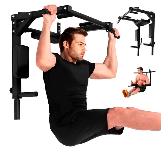 Raganet, Barra de Dominadas, Home Gym 8 Ejercicios En 1, Soporta 400kg, Gimnasio en Casa, Fortalece Espalda Brazos y Mas, para Pared y Piso, Uso Rudo Fácil Instalación